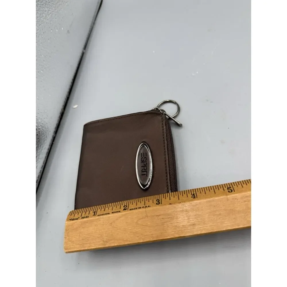 Esprit Brown Zip Around Wallet Coin Purse Key Ring ID Window